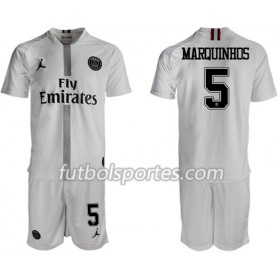 Camisetas Paris Saint Germain Marquinhos 5 Jordan Blanco Niño Tercera Equipacion 2018/2019